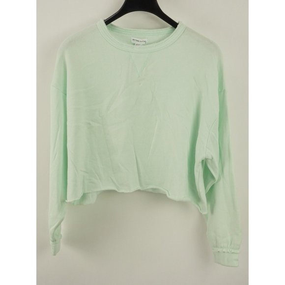 New Bottoms Out Gal' Women's Size S Light Green Fleece Crew Lettuce Pajama Top - Picture 1 of 7